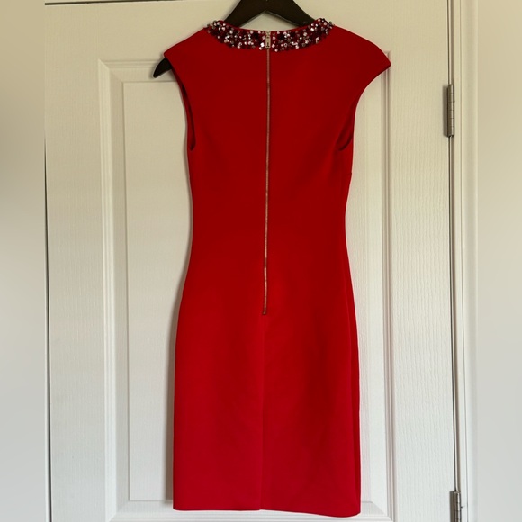 Red Ted Baker Dress with Embellished Collar - Picture 4 of 6
